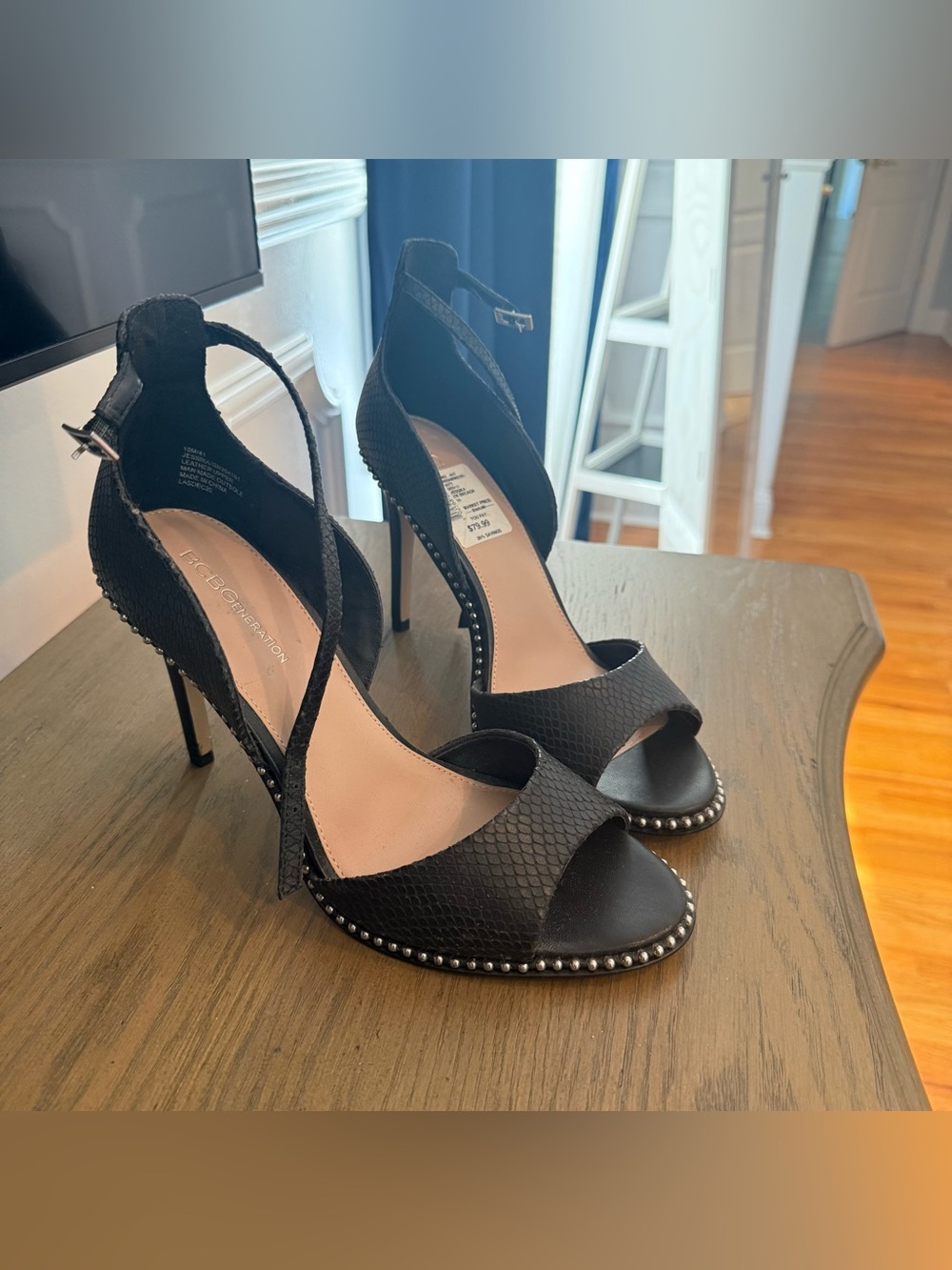 *NWT* - Black BCBGeneration Snake Embossed Heeled Sandals
